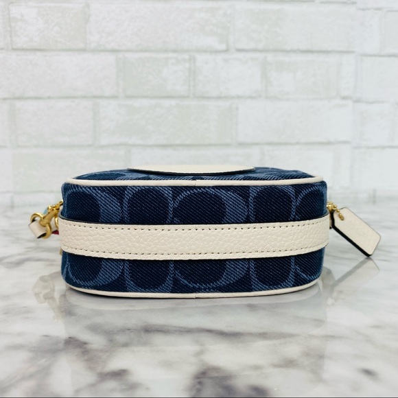 Coach Mini Dempsey Denim Camera Bag In Signature Jacquard With Coach Patch - Picture 7 of 11